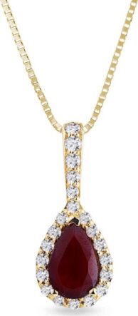 Zlatý náhrdelník s granátem a diamanty KLENOTA