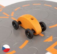 Trihorse Autíčko Finger Car oranžové s puzzle skládačkou