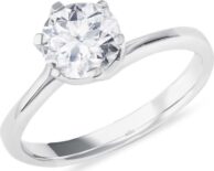 Zásnubní prsten z bílého zlata s 0,9ct diamantem KLENOTA