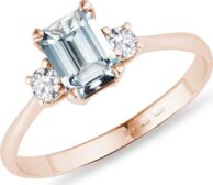 Zlatý prsten s akvamarínem a diamanty KLENOTA