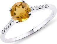 Zlatý diamantový prsten s citrínem KLENOTA
