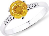 Zlatý prsten s citrínem a diamanty KLENOTA