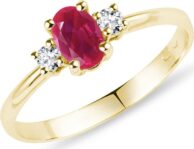 Zlatý prsten s rubínem a diamanty KLENOTA