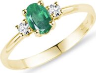 Smaragdový zlatý prsten s diamanty KLENOTA