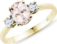 Zlatý prsten s morganitem a diamanty KLENOTA