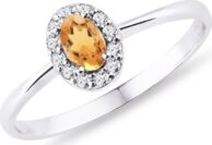 Diamantový prsten s citrínem v bílém zlatě KLENOTA