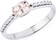 Morganitový prsten s diamanty v bílém zlatě KLENOTA