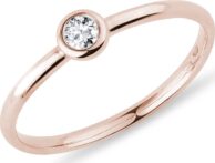 Bezel prsten s briliantem v růžovém zlatě KLENOTA