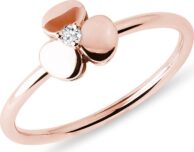 Prsten z růžového zlata s trojlístkem a diamantem KLENOTA
