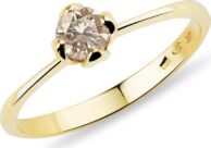 Zlatý prsten s diamantem champagne KLENOTA
