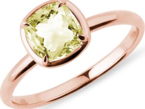 Prsten z růžového zlata s lemon quartzem KLENOTA