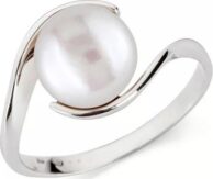 Prsten z bílého zlata s růžovou perlou KLENOTA