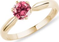 Zlatý prsten s růžovým diamantem KLENOTA