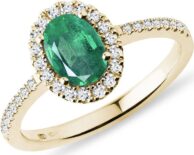 Prsten s oválným smaragdem a brilianty ve zlatě KLENOTA
