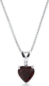 Stříbrný náhrdelník s granátem a diamantem KLENOTA