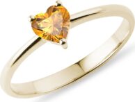 Zlatý prsten s citrínem ve tvaru srdce KLENOTA