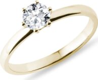 Klasický zlatý zásnubní prsten s briliantem KLENOTA