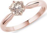 Prsten z růžového zlata s champagne diamantem KLENOTA