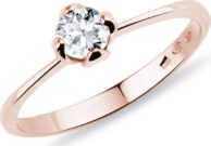 Jednoduchý prstýnek z růžového zlata s diamantem KLENOTA