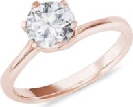 Zásnubní prsten z růžového zlata s 0,9ct diamantem KLENOTA