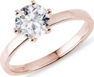Zásnubní prsten s diamantem v růžovém zlatě KLENOTA