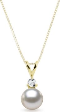 Perlový náhrdelník ve žlutém zlatě s diamantem KLENOTA
