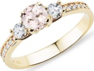 Prsten s morganitem a bílými diamanty ve zlatě KLENOTA