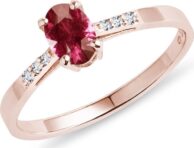 Prsten z růžového zlata s rubelitem a diamanty KLENOTA