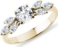 Úchvatný diamantový prsten ze žlutého 14k zlata KLENOTA