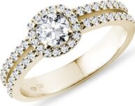 Luxusní diamantový prsten ve žlutém 14k zlatě KLENOTA