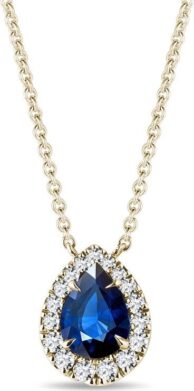 Elegantní diamantový náhrdelník se safírem ve žlutém zlatě KLENOTA