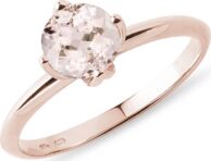 Něžný zásnubní prsten s morganitem v růžovém zlatě KLENOTA