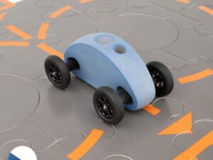 Trihorse Autíčko Finger Car modré s puzzle skládačkou
