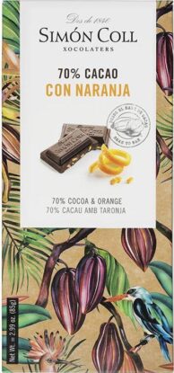 Simón Coll tmavá čokoláda 70% s pomerančem 85g