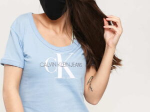 CALVIN KLEIN JEANS W Vegetable Dye Monogram Tee světle modré S