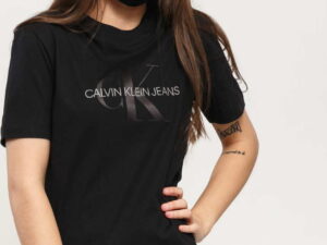 CALVIN KLEIN JEANS W White Monogram Tee černé L