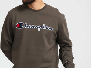 Champion Script Logo Crewneck tmavě olivová XL