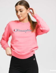 Champion Script Logo Crewneck Sweatshirt růžová L