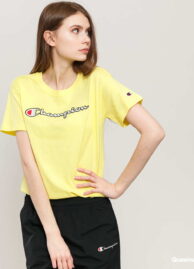 Champion Vintage Script Logo Crew Neck T-Shirt žluté L