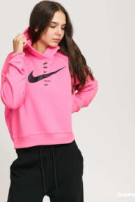 Nike W NSW Swoosh Hoodie Fleece BB neon růžová L