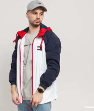 TOMMY JEANS M Colorblock Zipthrough Jacket bílá / navy / červená XL