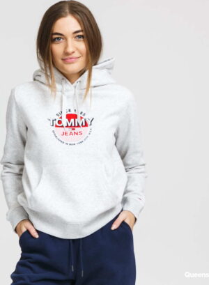 TOMMY JEANS W Essential Logo Hoodie melange šedá L