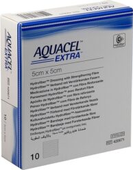 AQUACEL EXTRA 5X5 CM, KRYTÍ S TECHNOLOGIÍ HYDROFIBER, 10 KS