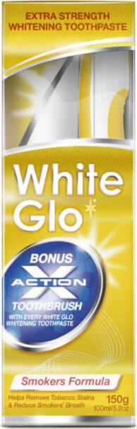 WHITE GLO Bělící pasta Smokers 150g + kart.na zuby