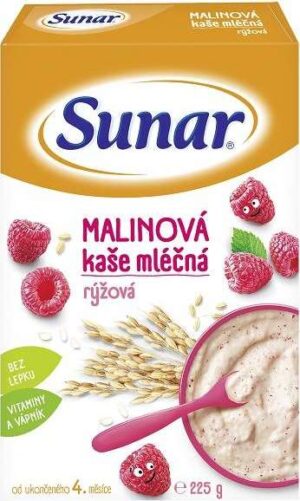Sunar mléčná kašička malinová 225g C-184