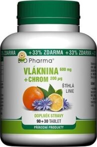 Vláknina 600mg + Chrom 200mcg tbl.90+30 BIO-Pharma