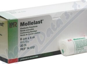 OBINADLO ELASTICKÉ FIXAČNÍ - MOLLELAST 8CMX4M,JEDNOTLIVĚ V CELOFÁNU,REF 14412,1KS