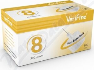 INZULÍNOVÉ JEHLY VERIFINE PRO VŠECHNA INZULÍNOVÁ PERA, 30G X 8 MM, 100 KS