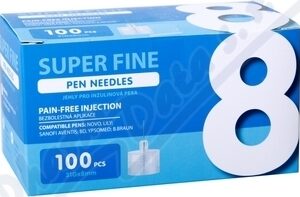 JEHLY PRO INZULÍNOVÁ PERA SUPER FINE, 8MM 31G, 100KS